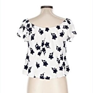 Navy and White Floral Top